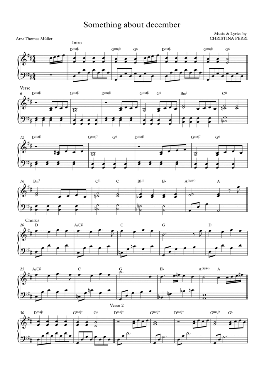 Something About December Piano Solo scores gallery preview page 1
