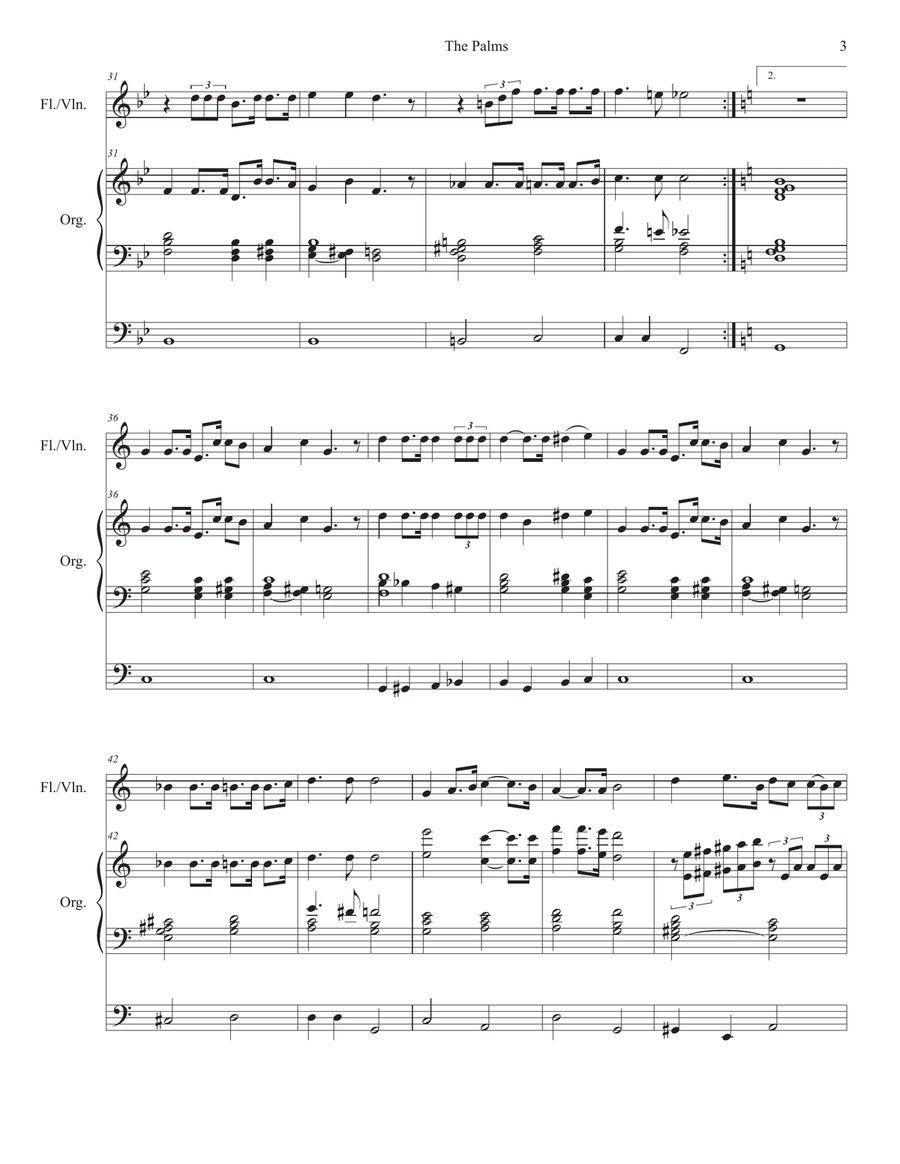 The Palms (Flute or Violin solo and Organ) The Palms (Flute or Violin solo and Organ) Flute scores gallery preview page 3