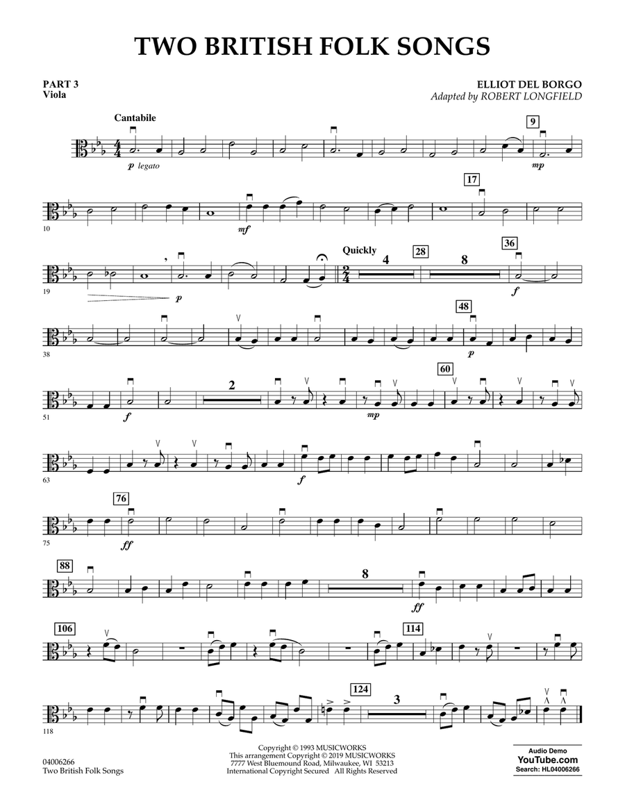 Two British Folk Songs (arr. Robert Longfield) - Pt.3 - Viola Concert Band scores gallery preview page 1