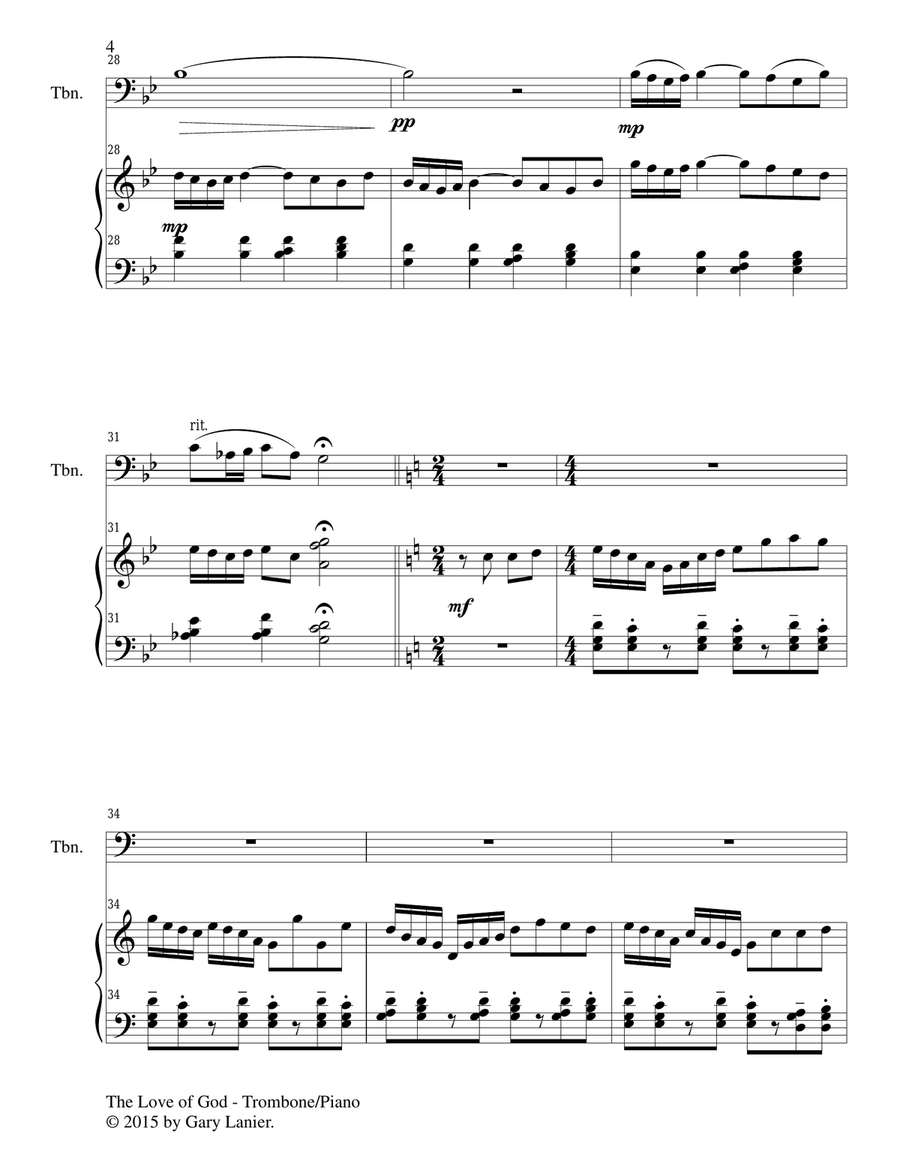 THE LOVE OF GOD (Duet – Trombone and Piano/Score and Parts) Trombone Duet scores gallery preview page 5
