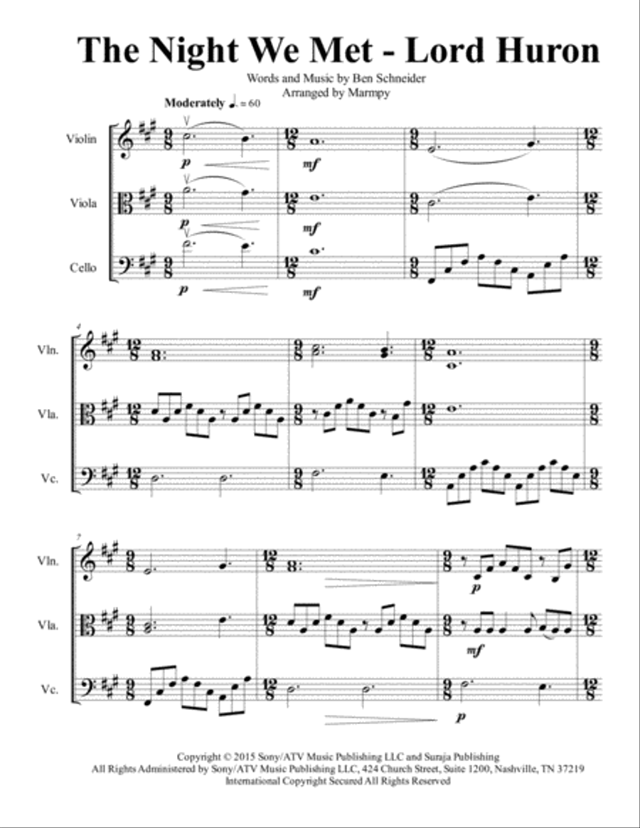 The Night We Met The Night We Met String Trio scores gallery preview page 1