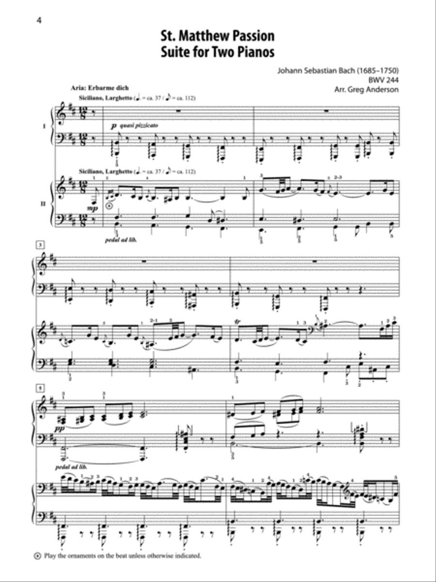 St. Matthew Passion Suite for Two Pianos Small Ensemble scores gallery preview page 2