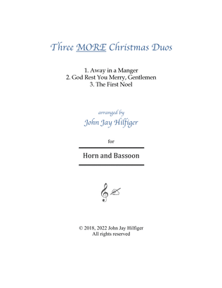 Book cover for Three MORE Christmas Duos for Horn and Bassoon