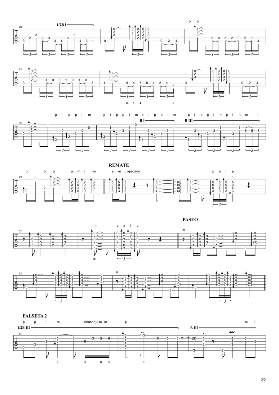 La Piedra Que No Se Pierda (Tangos) by Eugen Sedko, flamenco guitar tabs Acoustic Guitar scores gallery preview page 3