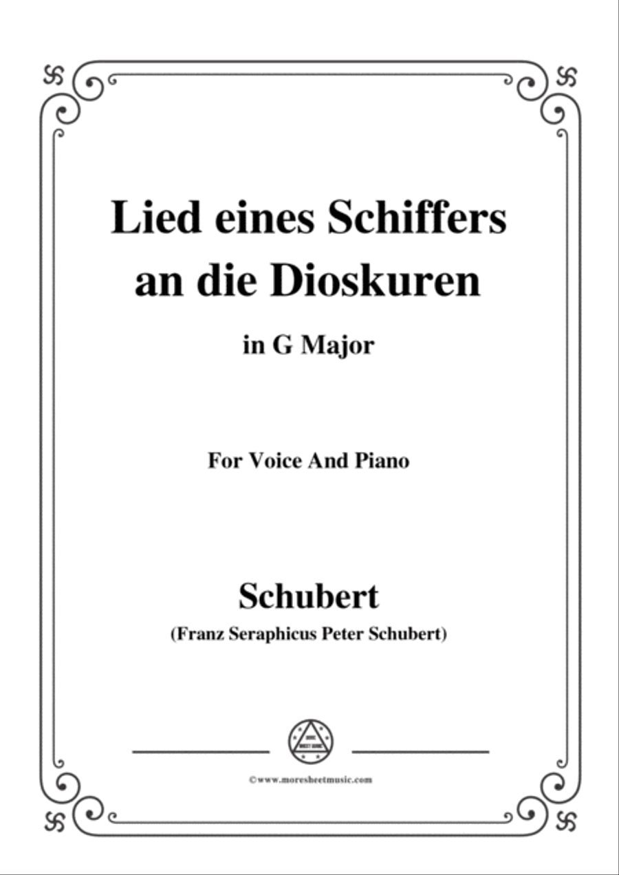Schubert-Lied eines Schiffers an die Dioskuren,in G Major,Op.65 No.1,for Voice and Piano Voice Solo scores gallery preview page 1