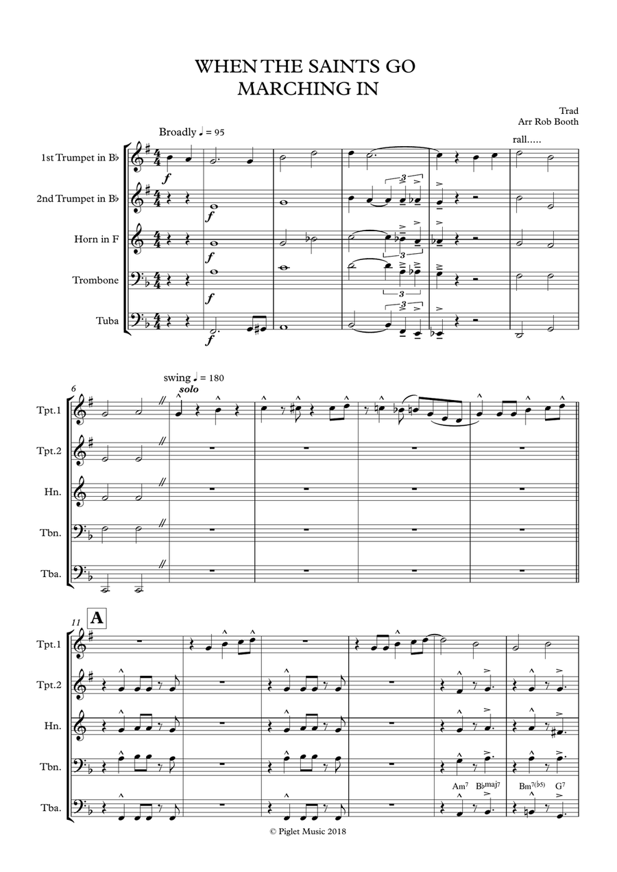 When The Saints Go Marching In (Brass Quintet) Brass Quintet scores gallery preview page 1