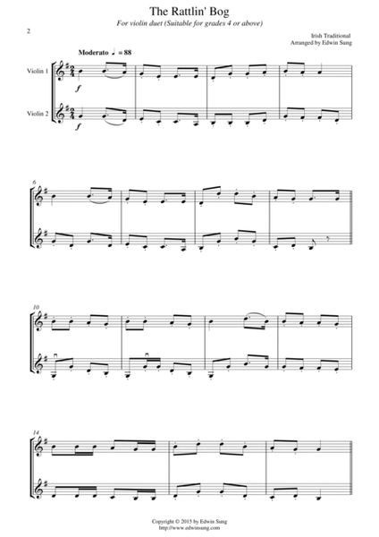 The Rattlin' Bog (for violin duet, suitable for grade 4 or above) image number null