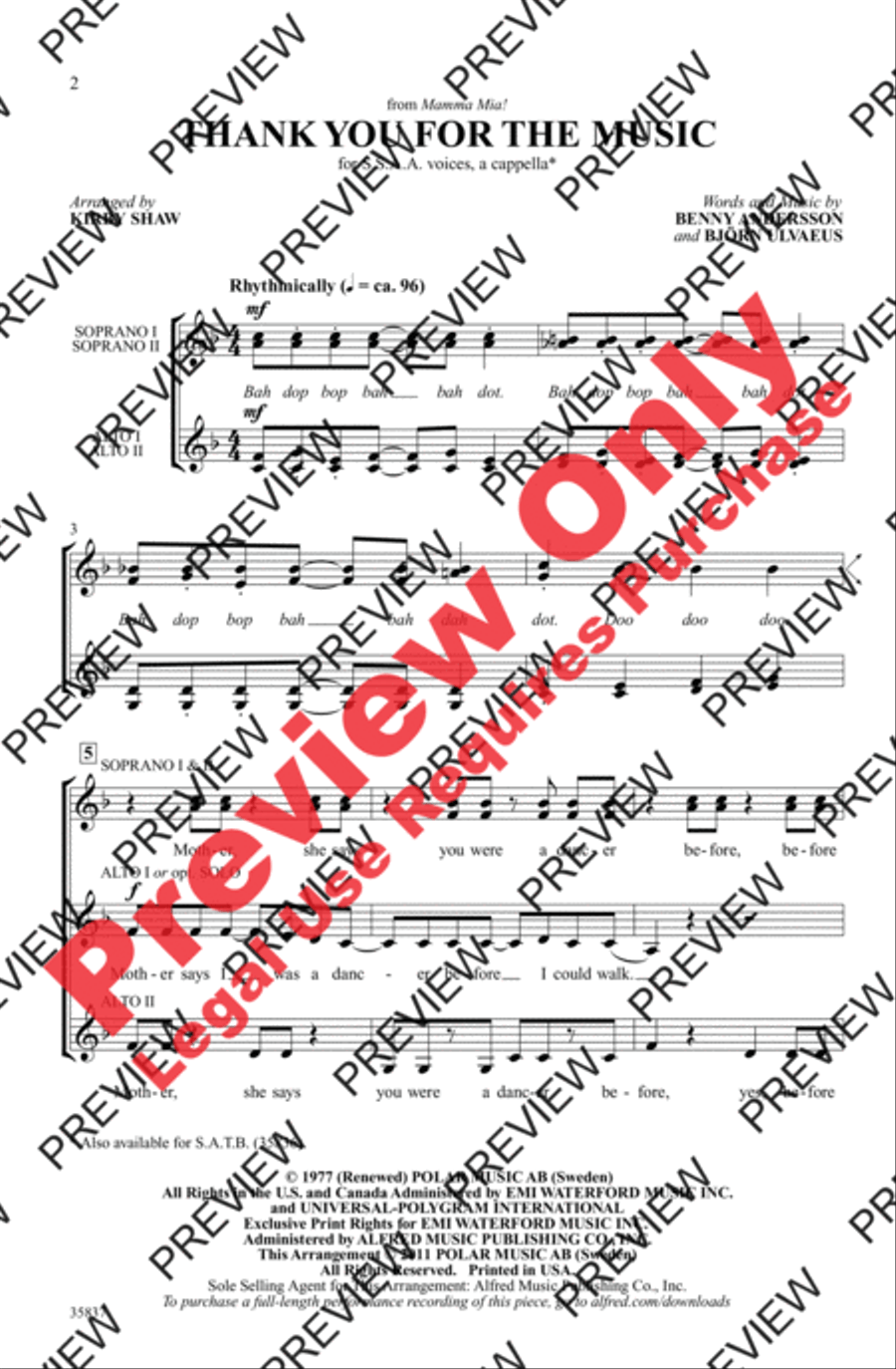 Thank You for the Music Women's Choir scores gallery preview page 2