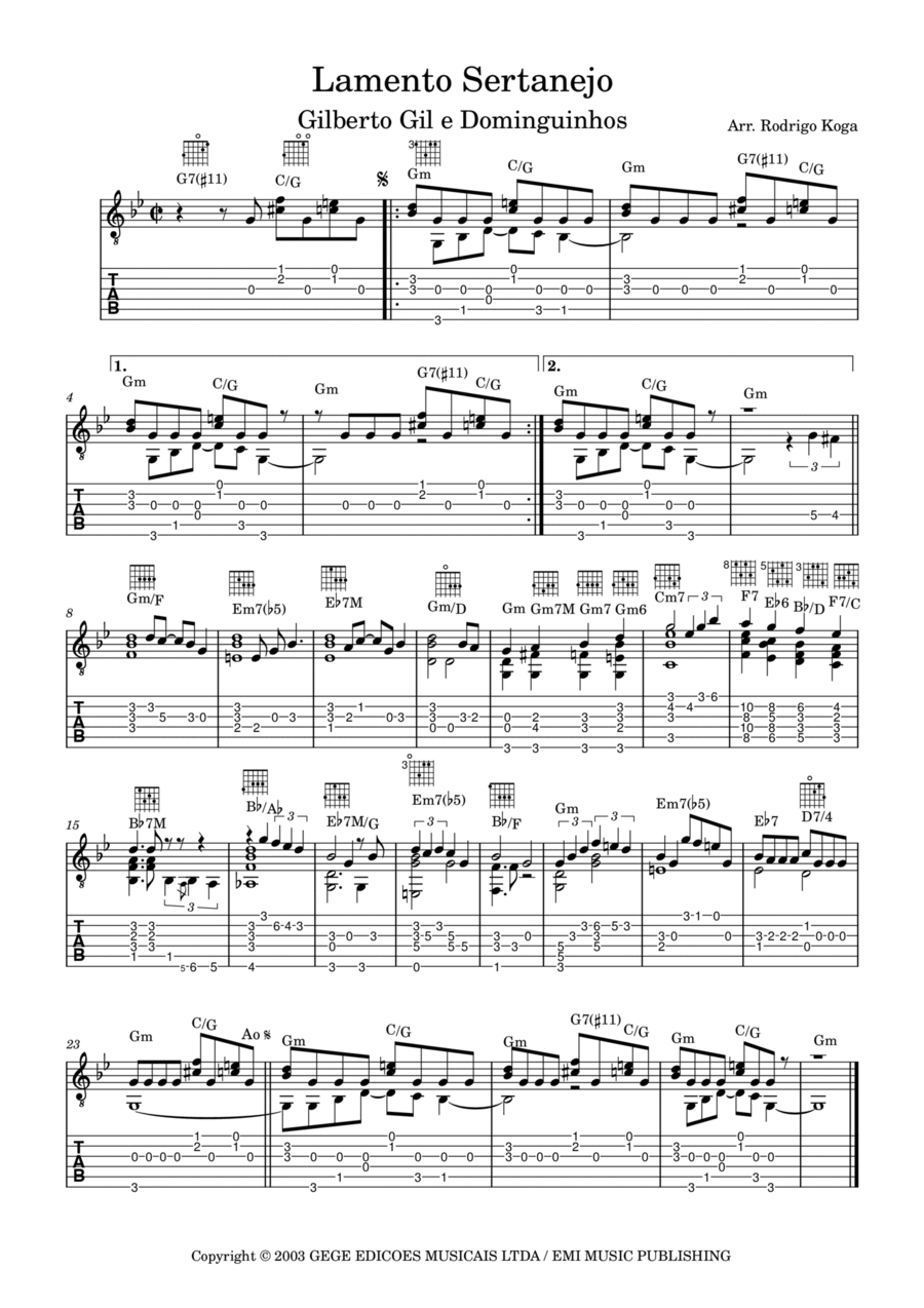 Lamento Sertanejo Lamento Sertanejo Classical Guitar scores gallery preview page 1