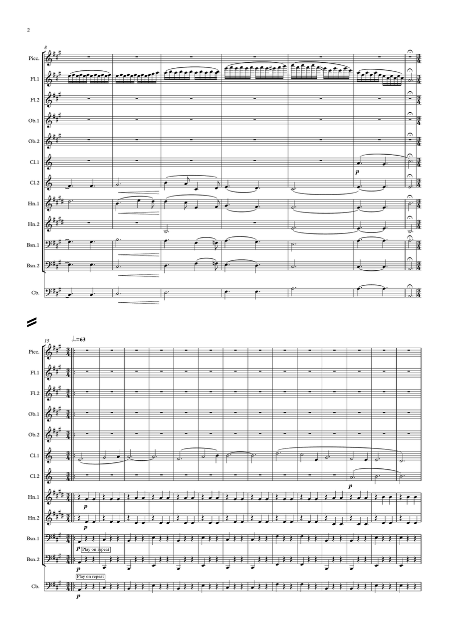 Waldteufel: Les Patineurs (The Skaters' Waltz)(original key) - symphonic wind Woodwind Quintet scores gallery preview page 2