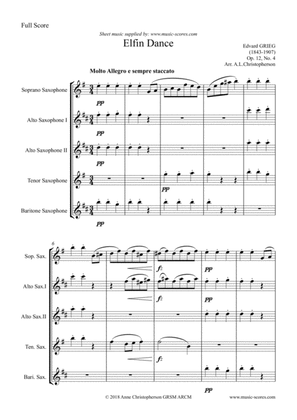 Fairy Dance, Op.12, No.4 - Sax Quintet