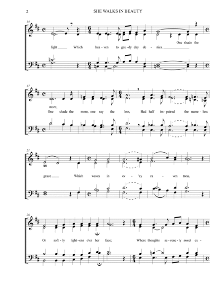 She Walks in Beauty (SATB) Divisi scores gallery preview page 3