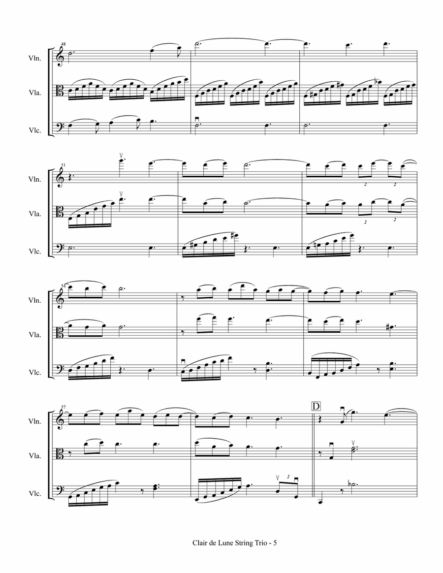 Clair de Lune (String Trio) String Trio scores gallery preview page 6