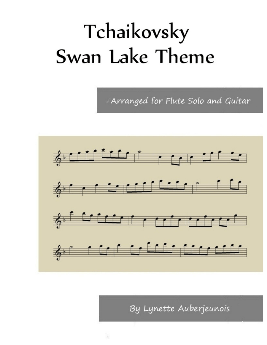 Swan Lake Theme - Flute Solo with Guitar Chords Chamber Music scores gallery preview page 1