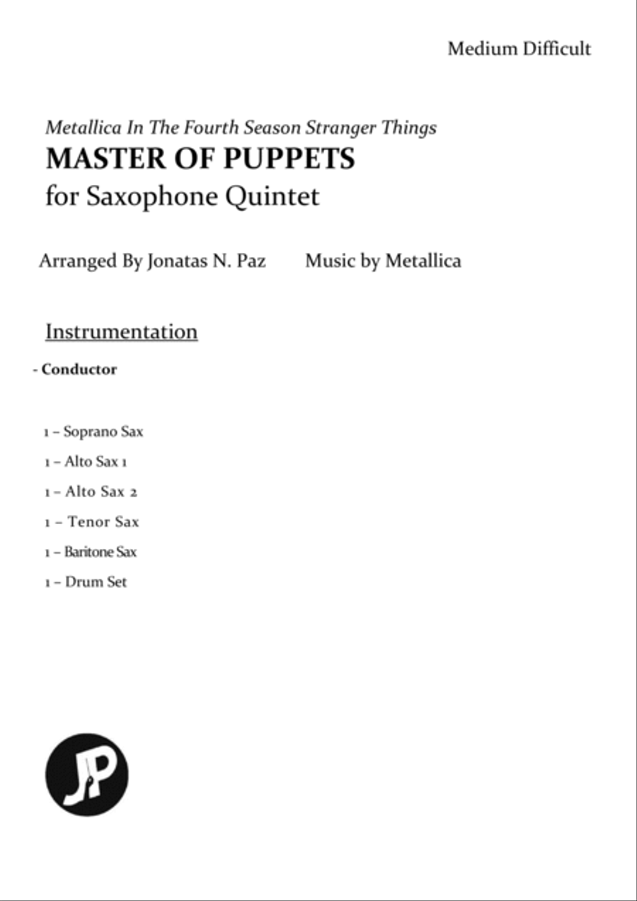 Master Of Puppets Saxophone Quintet scores gallery preview page 2