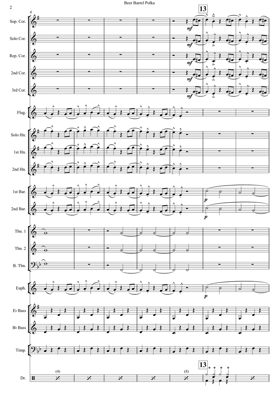 Beer Barrel Polka (Roll Out The Barrel) Brass Band scores gallery preview page 4
