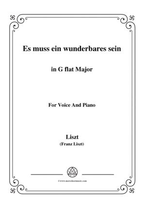 Book cover for Liszt-Es muss ein wunderbares sein in G flat Major,for Voice and Piano