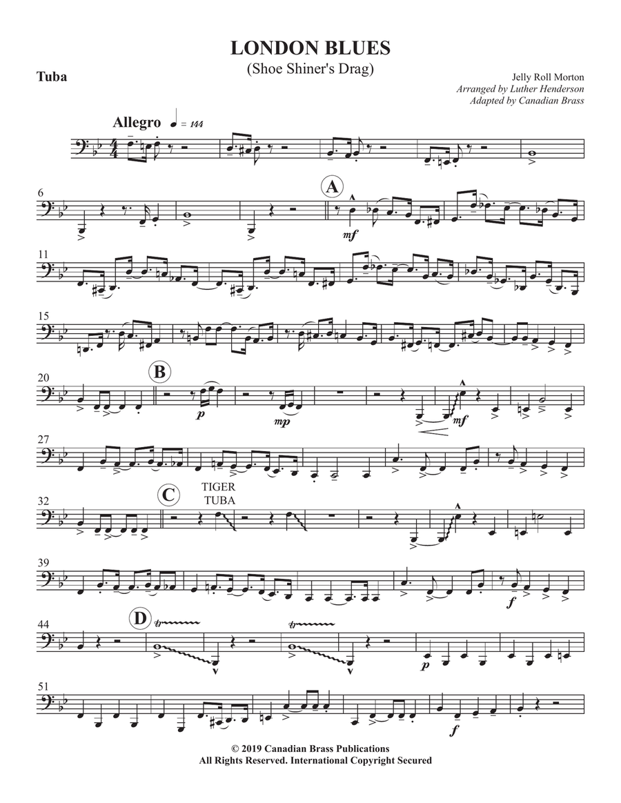 London Blues - Tuba Brass Quintet scores gallery preview page 1