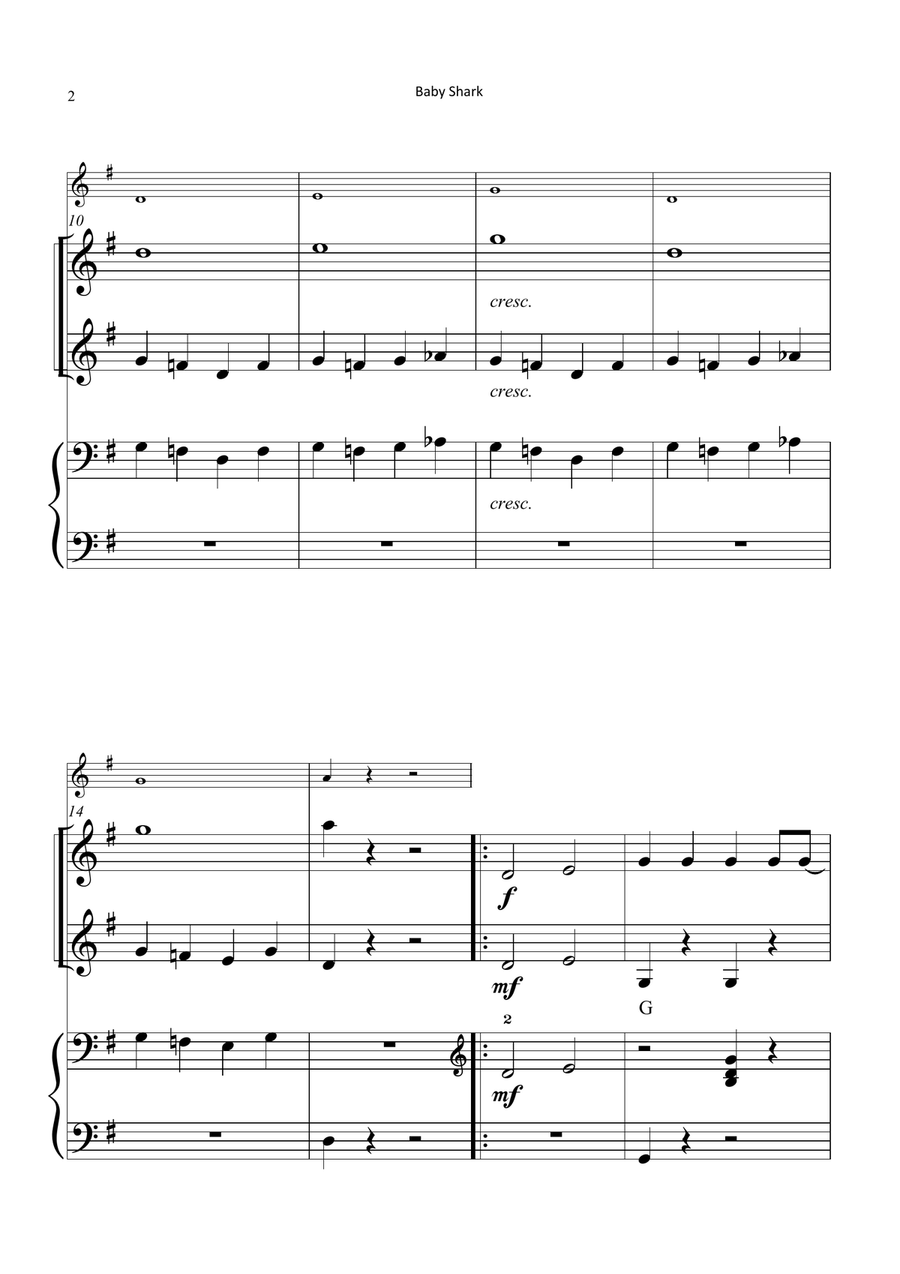 Baby Shark String Duet scores gallery preview page 2