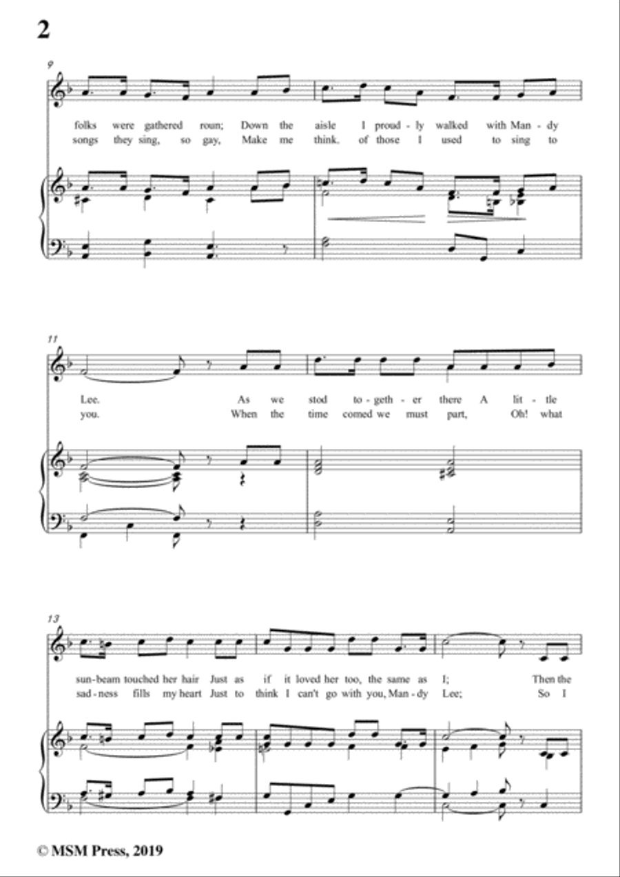 Thurland Chattaway-Mandy Lee,in F Major,for Voice and Piano Voice Solo scores gallery preview page 4