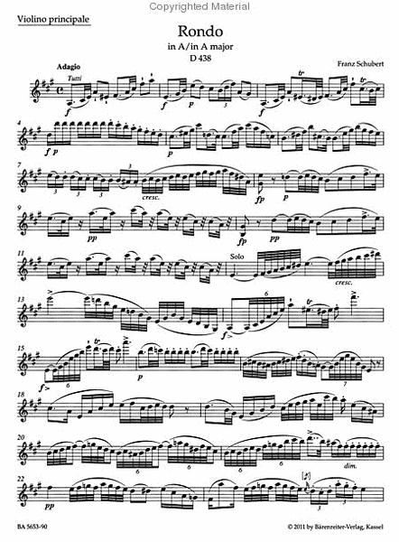 Rondo for Violin and Strings in A major D 438