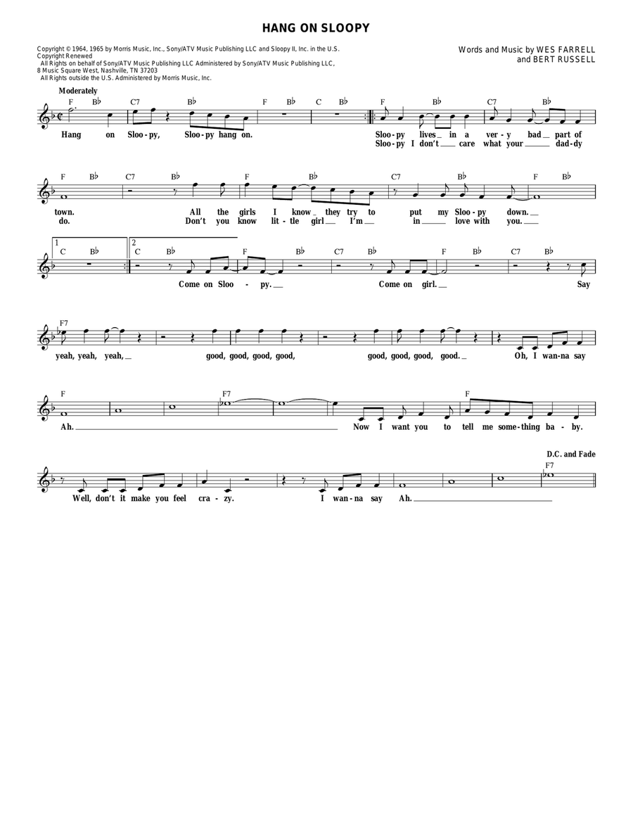 Hang On Sloopy Electric Guitar scores gallery preview page 1