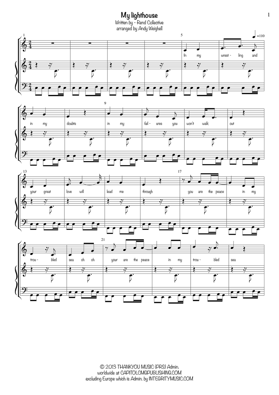 My Lighthouse Easy Piano scores gallery preview page 1