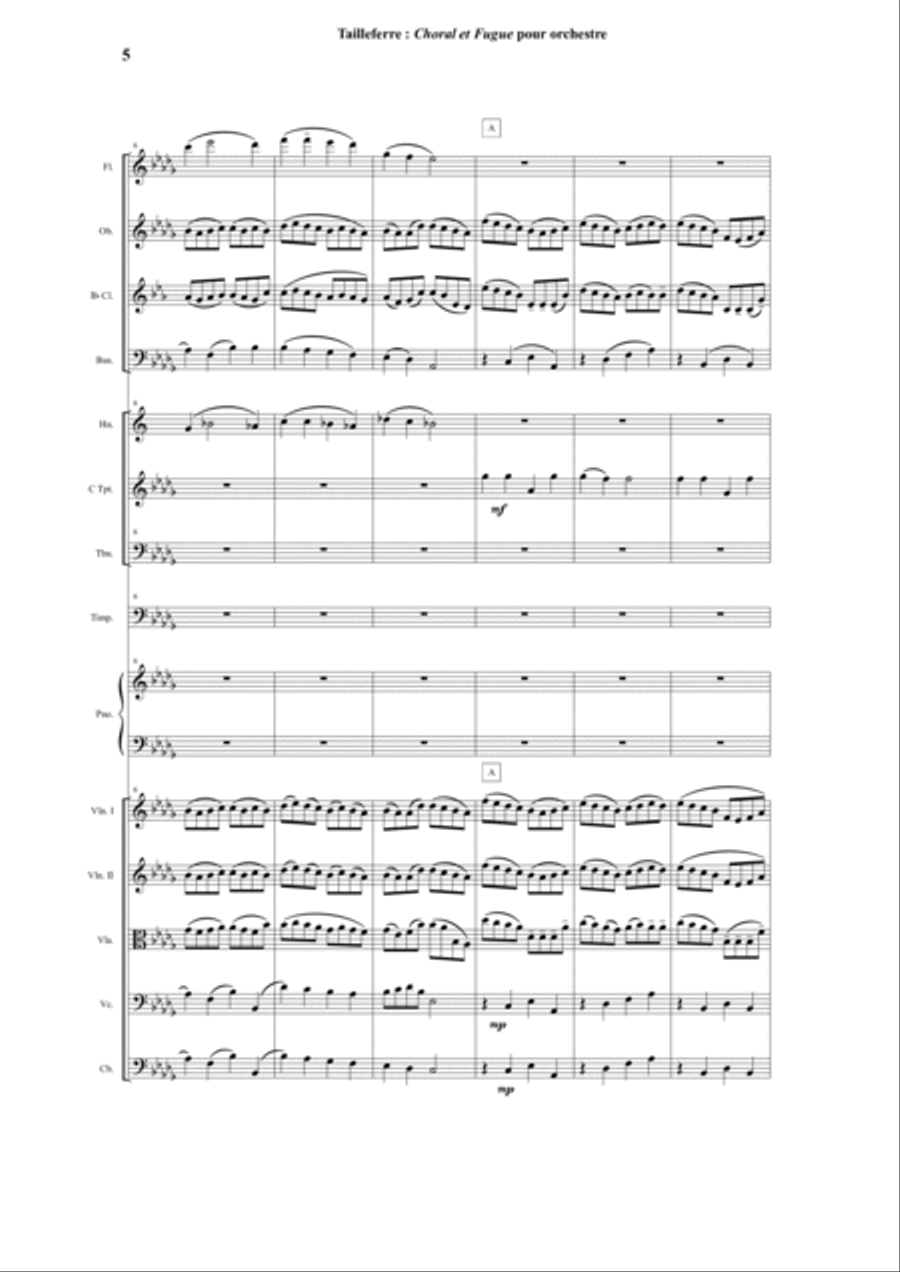 Germaine Tailleferre : Choral et Fugue for orchestra : study score - Score Only Full Orchestra scores gallery preview page 5