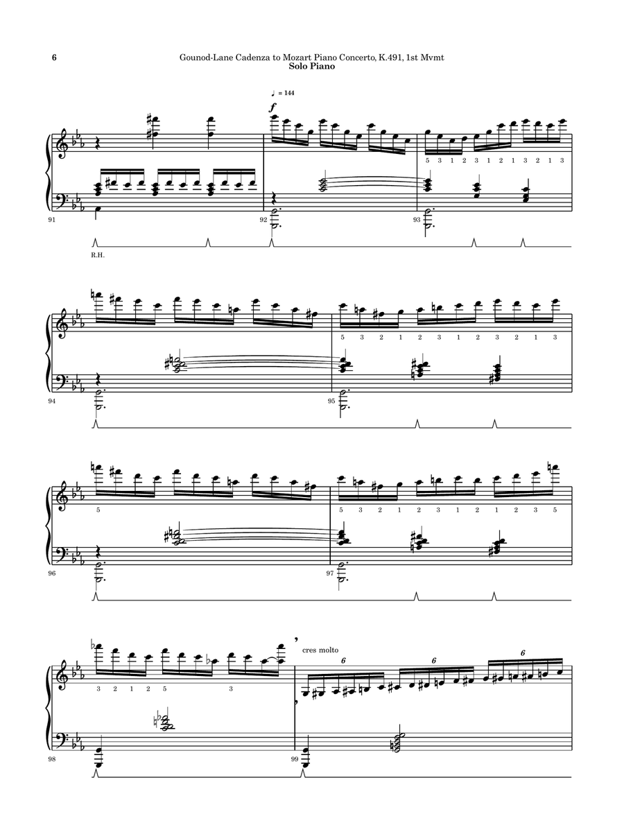 Cadenzas to Mozart Piano Concerto, K.491, Op. 42 Piano Solo scores gallery preview page 6