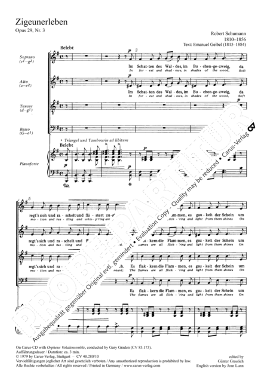 In forest and shadows (Zigeunerleben) 4-Part scores gallery preview page 2