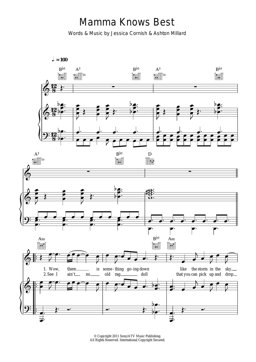 Mamma Knows Best Piano, Vocal scores gallery preview page 1
