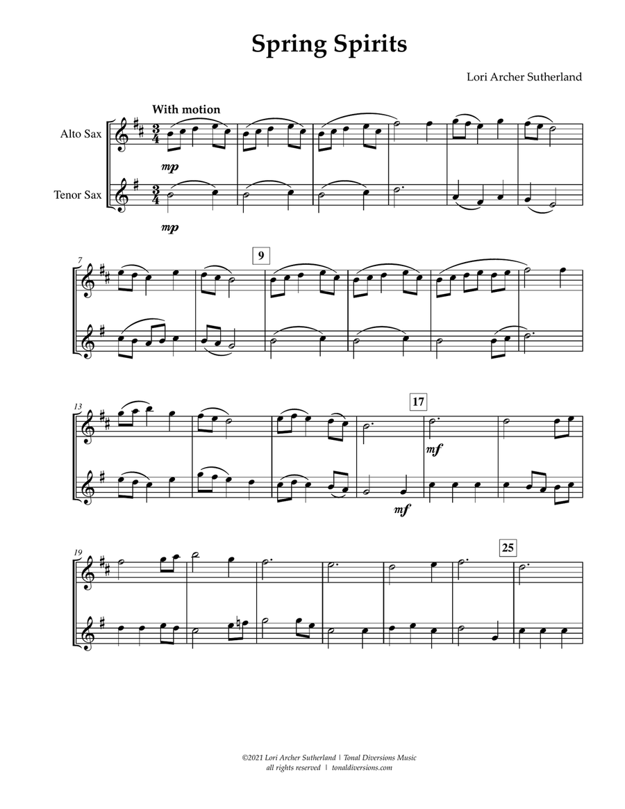 Spring Spirits Tenor Saxophone scores gallery preview page 3