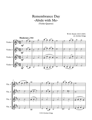 Book cover for Remembrance Day 'Abide with Me' (Violin Quartet)