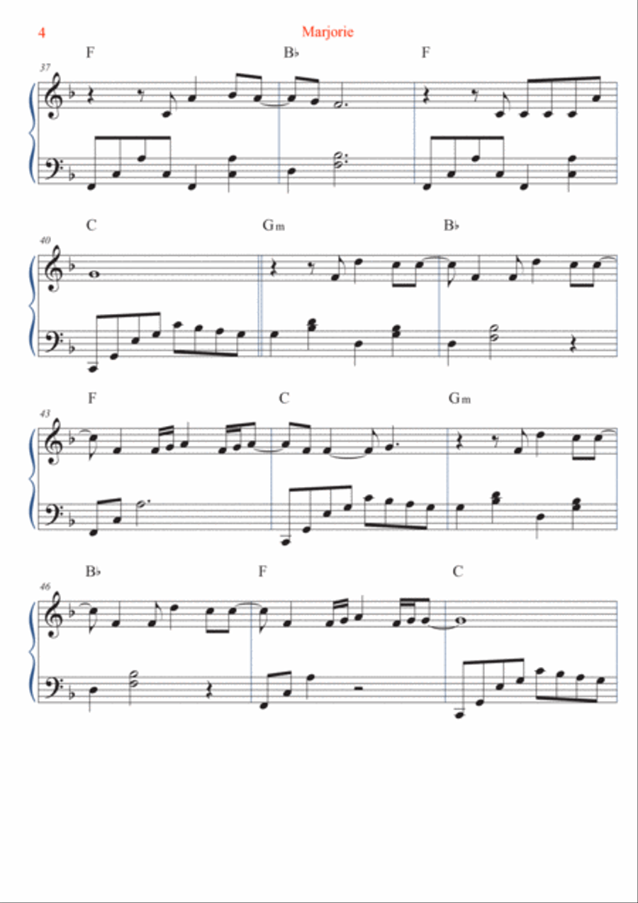 Marjorie Easy Piano scores gallery preview page 4