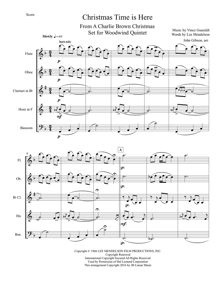 Christmas Time Is Here Christmas Time Is Here Woodwind Quintet scores gallery preview page 2