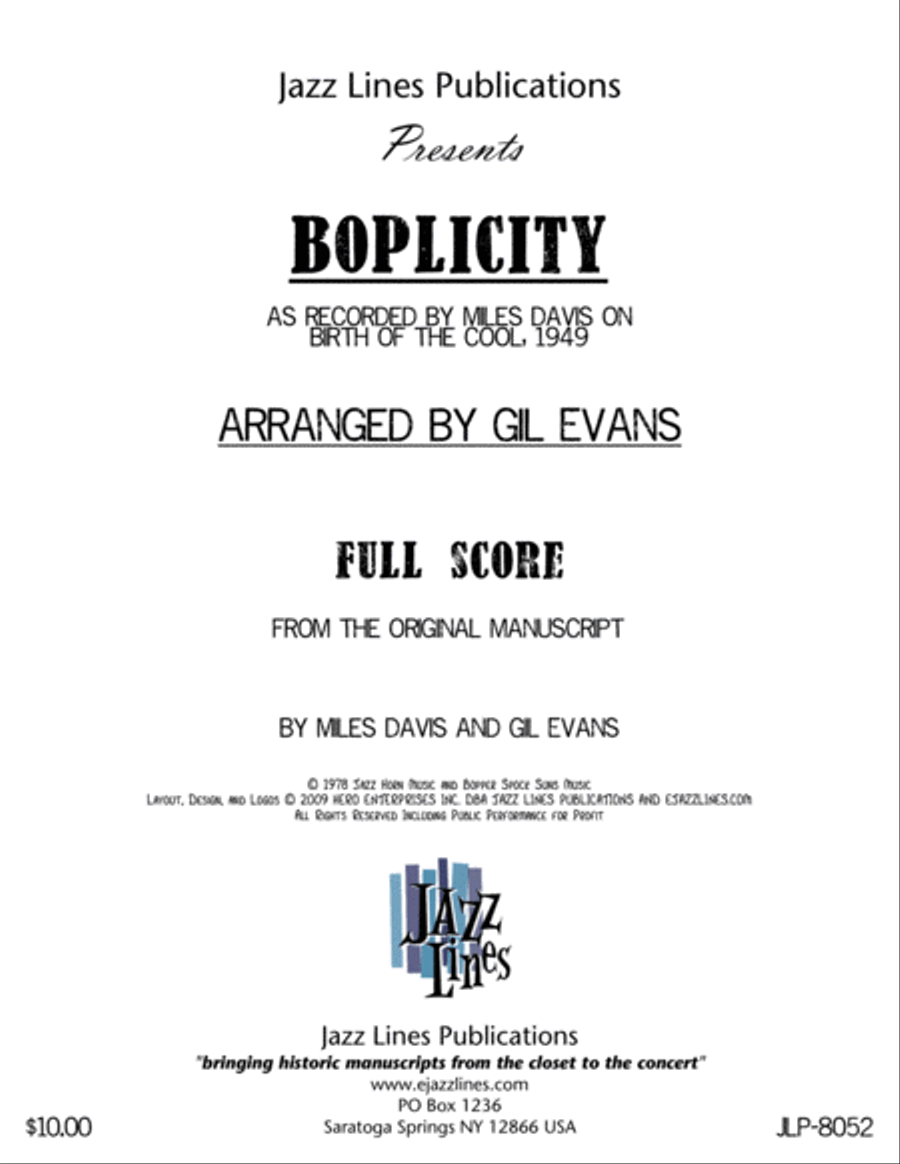 Boplicity Tenor Saxophone scores gallery preview page 1