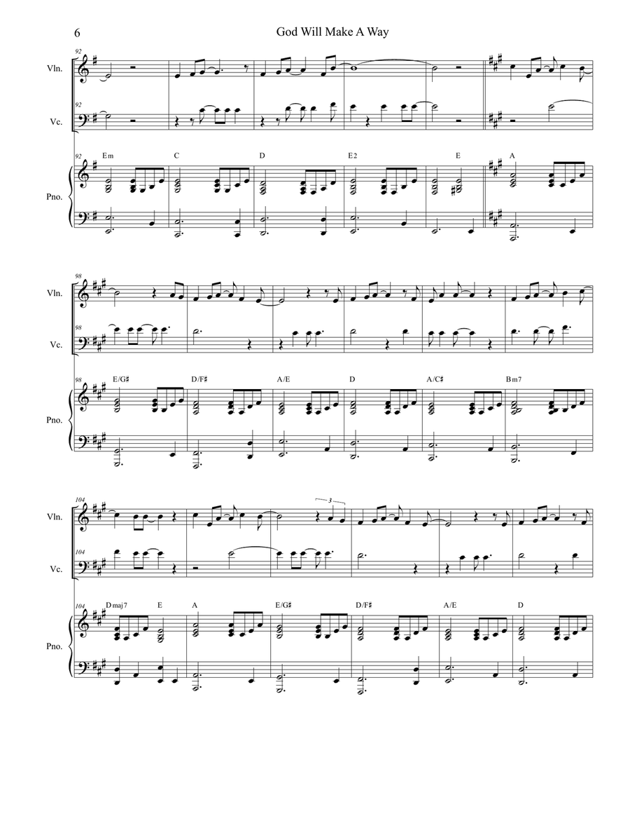 God Will Make A Way Piano Trio scores gallery preview page 6