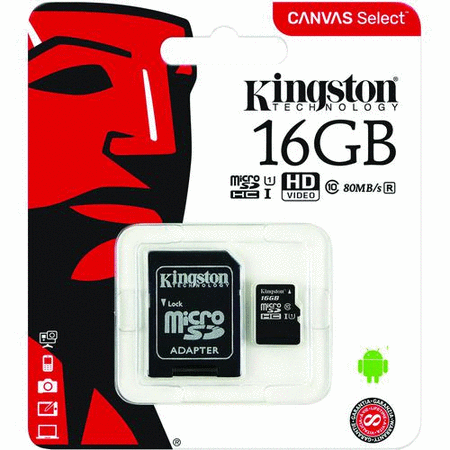 16GB Kingston Micro SD Card with Adapter