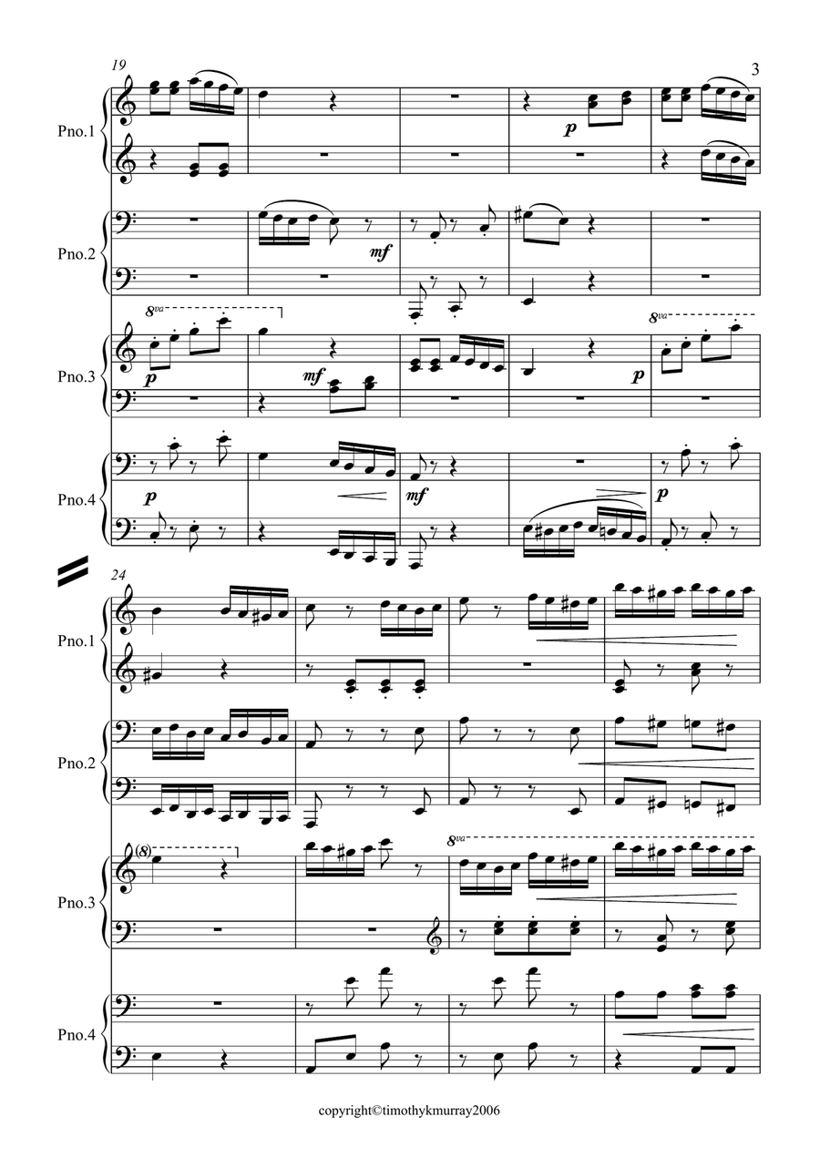 Mozart - Rondo alla Turca - 2 Pianos, 8 Hands Piano Duet scores gallery preview page 3