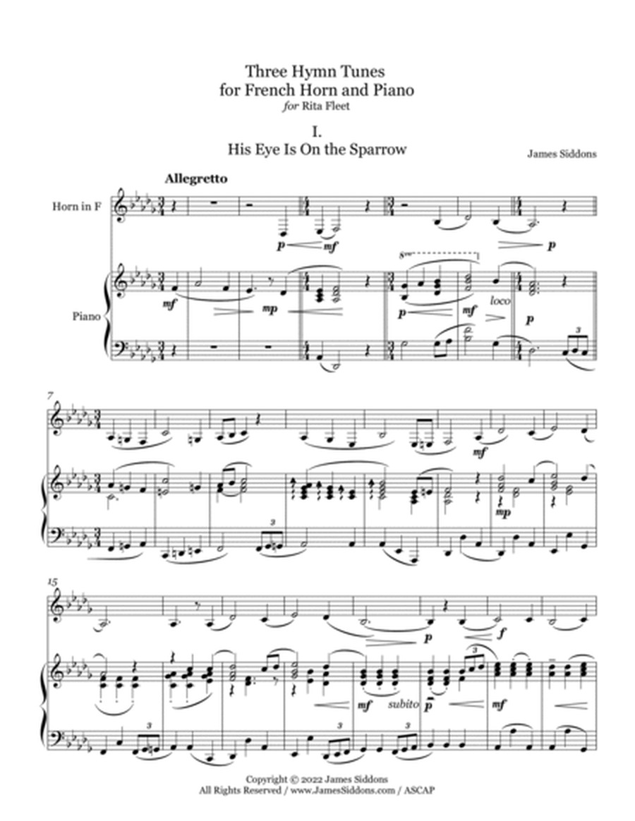Three Hymn Tunes for French Horn and Piano image number null