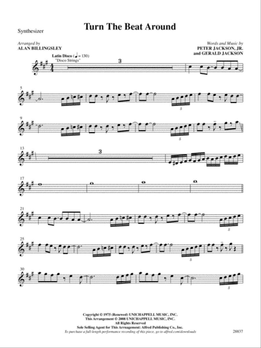 Turn the Beat Around: Synthesizer Part scores gallery preview page 1