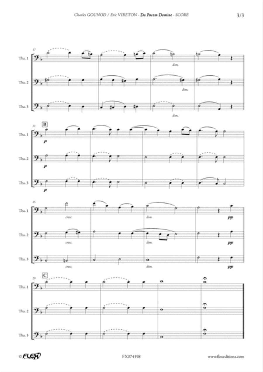 Da Pacem Domine Brass Trio scores gallery preview page 3