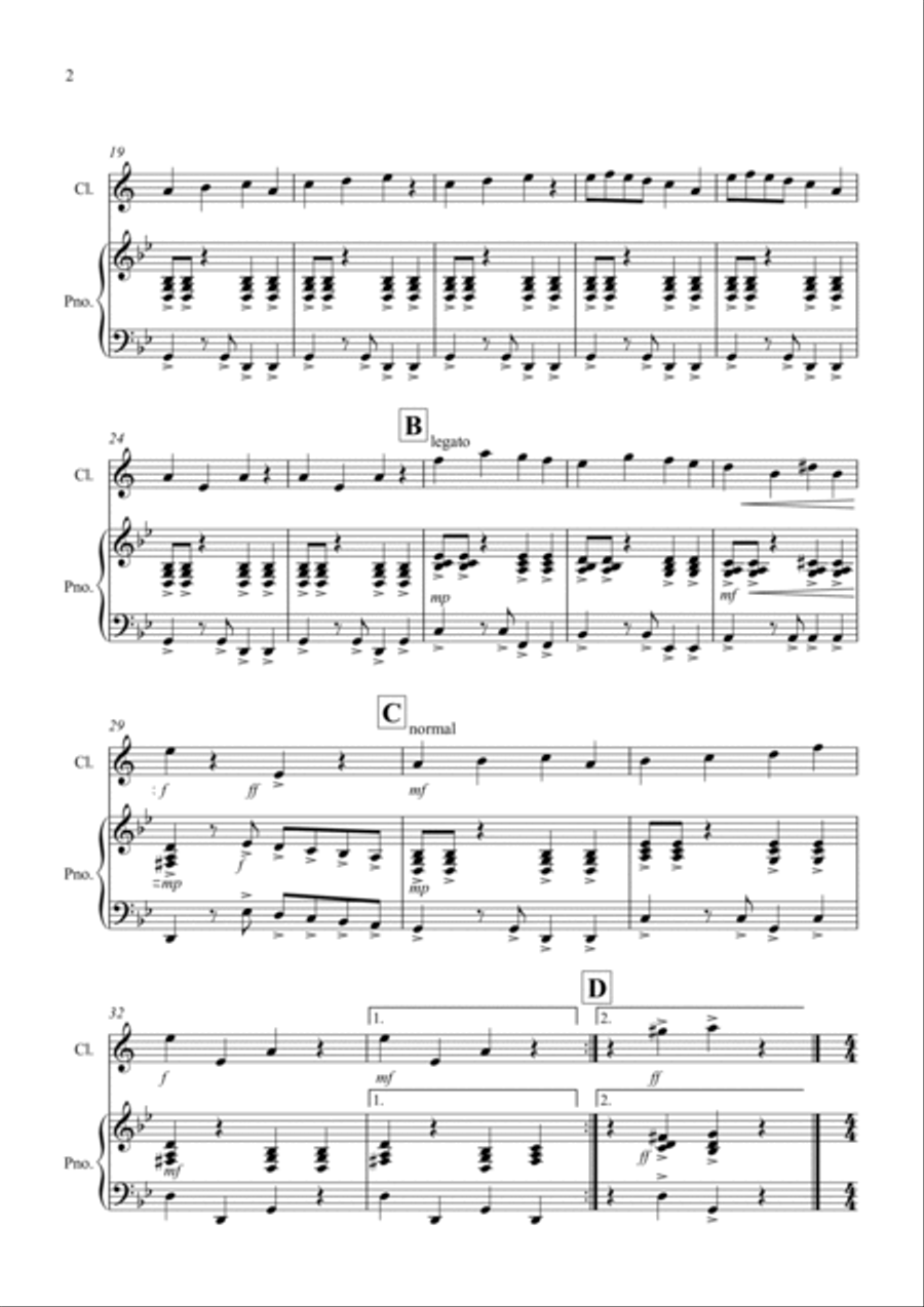 Frère Jacques Dances for Clarinet and Piano Frère Jacques Dances for Clarinet and Piano Clarinet Solo scores gallery preview page 2