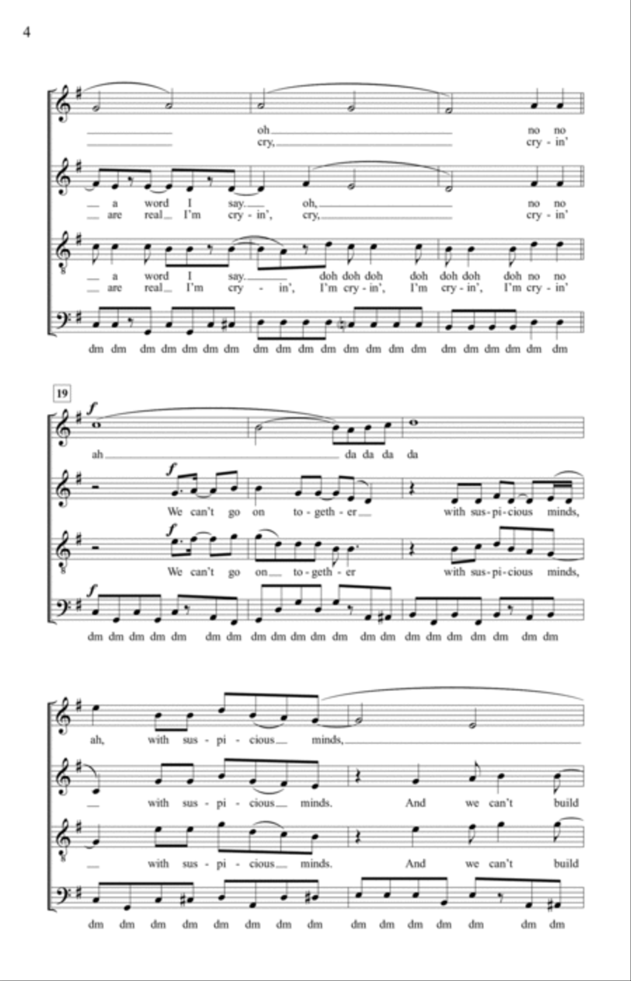 Suspicious Minds (arr. Deke Sharon) 4-Part scores gallery preview page 4