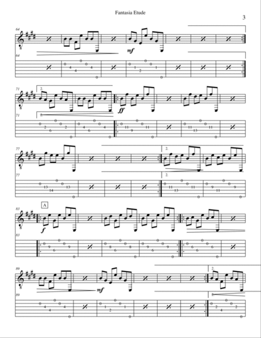 Fantasia Etude Classical Guitar scores gallery preview page 3