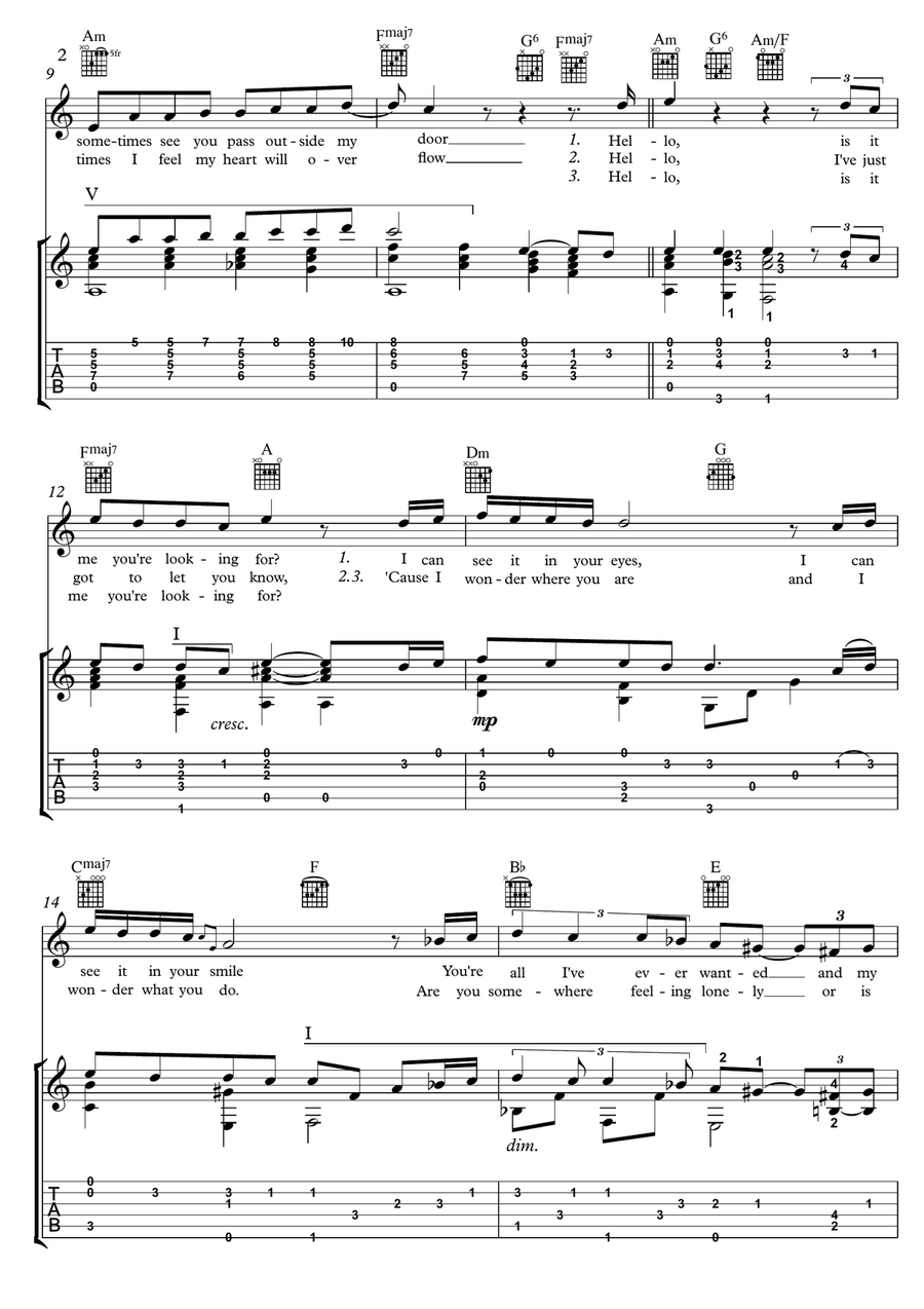 Hello Acoustic Guitar scores gallery preview page 2