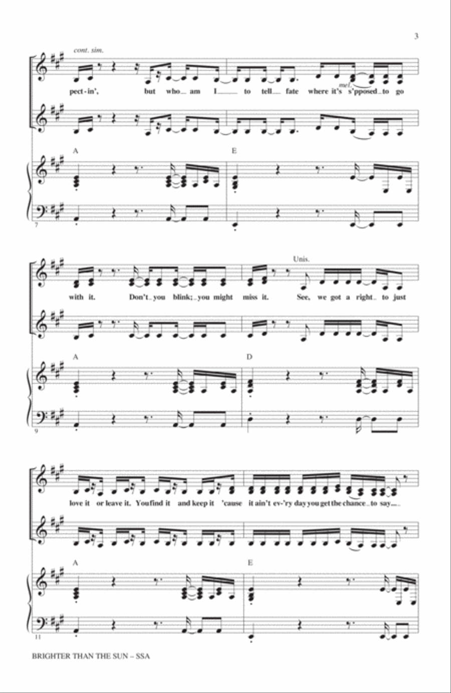 Brighter Than The Sun (arr. Alan Billingsley) SSA scores gallery preview page 2