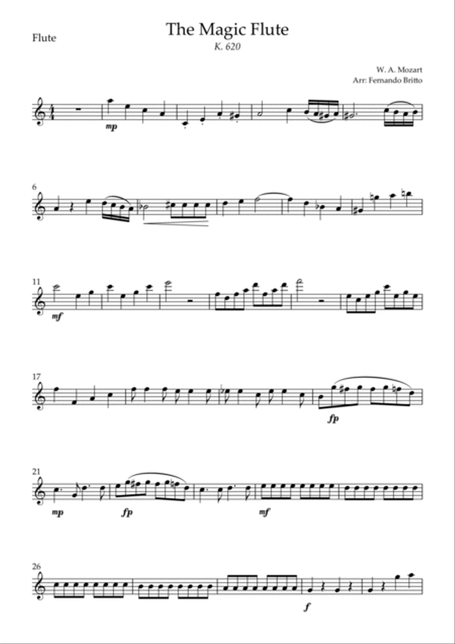 The Magic Flute - Queen of The Night Aria (W. A. Mozart) for Woodwind Trio Accompaniment Woodwind Trio scores gallery preview page 4