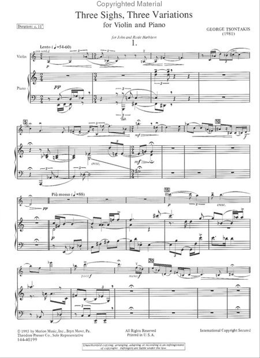 Three Sighs, Three Variations Chamber Music scores gallery preview page 2