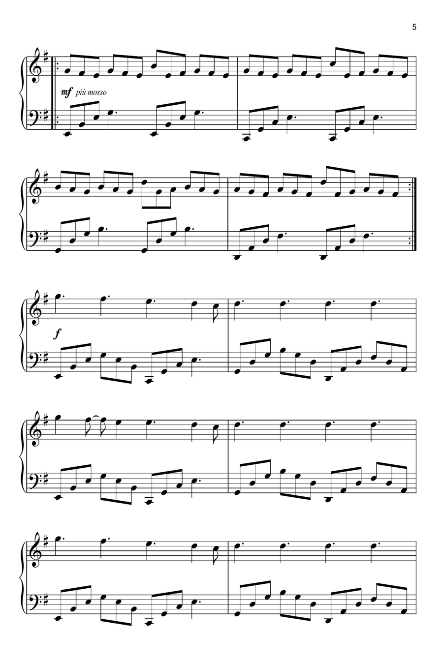 Nuvole Bianche Easy Piano scores gallery preview page 5